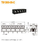 Black 40A Barrier Terminal Block for Power with Cover 2-18 Poles / M4 Screw Brass PBT