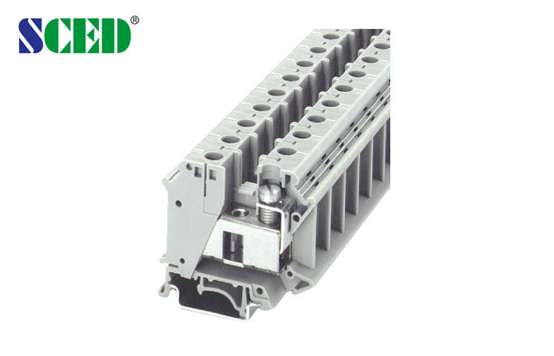15.2mm Grey Din Rail PCB Terminal Blocks 600V 115A Double Decks