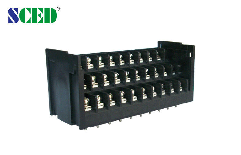 15A 10 x 3 Pin Barrier Terminal Block , High Voltage Wiring Block Connectors