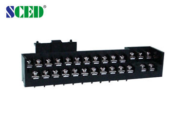 Double Rows  Electric Terminal Block 27 Poles M3 Screw 10A 300V Brass Barrier