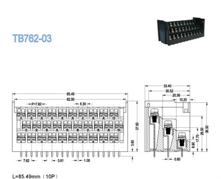 15A 10 x 3 Pin Barrier Terminal Block , High Voltage ... iec 320 switch wiring diagram 