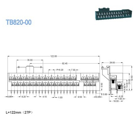 27 x 2 Pin Barrier Terminal Block , Double Levels Power Terminal Blocks ...