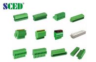 Green Color 3.81mm Pitch Plug In Terminal Block Female Parts 300V 10A