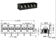 Black 20A Barrier Power Terminal Blocks With 2-12 Poles Brass PBT 11mm Pitch