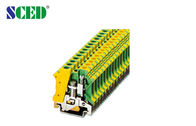 Yellow / Green 8.2mm Width 6mm2 Din Rail Terminal Blocks Ground Earthing Connector
