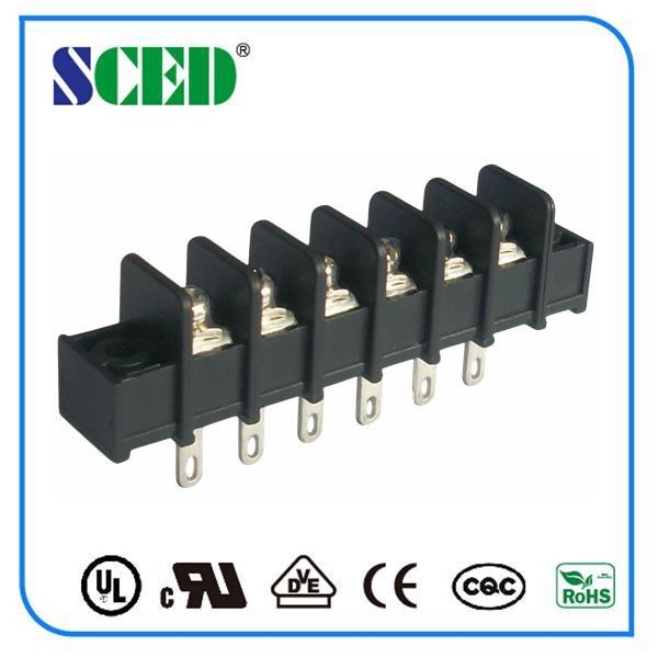 Flange Barrier Terminal Block Black Spacing Center 7.62mm Brass