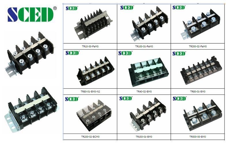 600V High Current Terminal Block 14.00mm 40A , Brass Screw Clamp Terminal Connector Block
