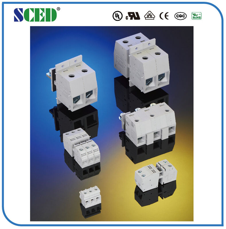 85A Feed Through Terminal Block 600V 12.1mm Grey Wall Panel Mount Connector