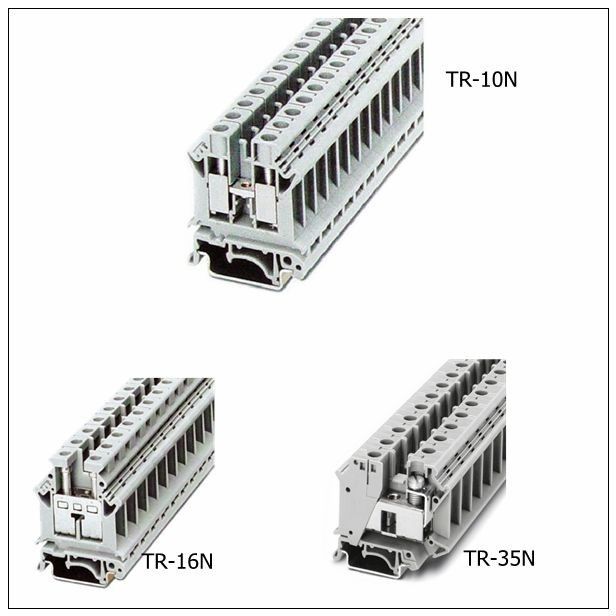Right Angle Wire Inlet 600V 50A Rail Mounted Terminal Blocks Width 8.2mm