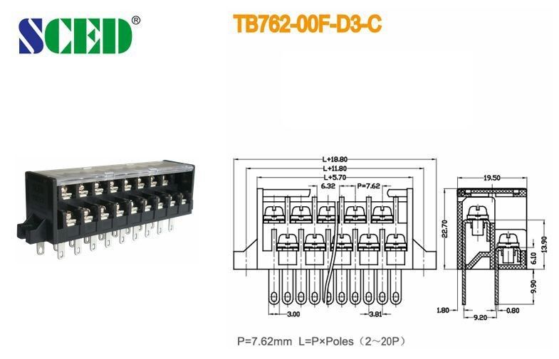 7.62mm Barrier Strip Connector Clamp Pcb Screw Terminal 300v Two Row