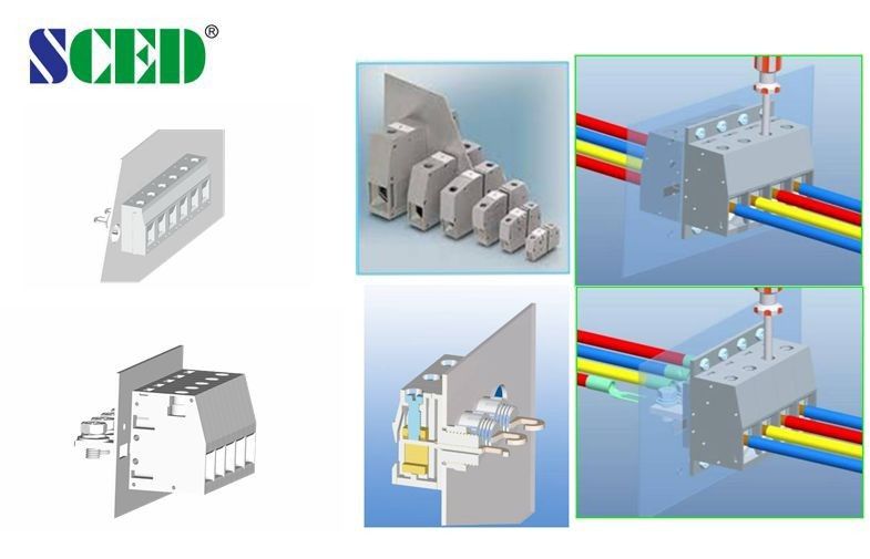 300V 50A PA66 Panel Mount Terminal Block 10mm Width Nickel Plated