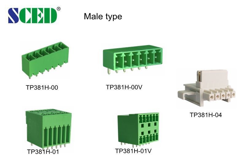 Vertical Wire Inlet Male Pluggable Plug In Terminal Block With 3.81mm Pin Header