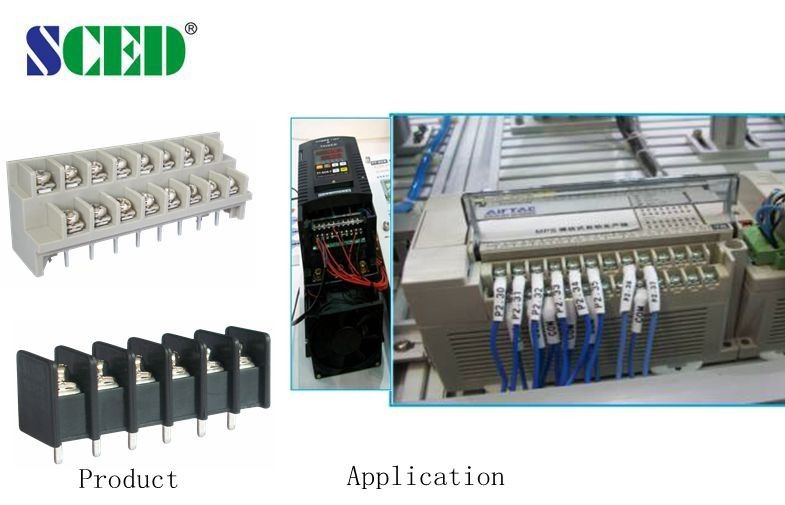 2-24 Number Contacts Barrier Terminal Block Connector With Cover 7.62mm Pitch