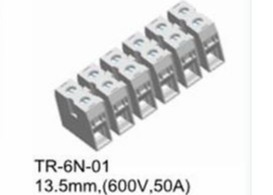 Copper 50A Feed Through Terminal Block Pitch 13.5mm 2-16 Poles