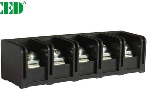 Black 20A Barrier Power Terminal Blocks With 2-12 Poles Brass PBT 11mm Pitch