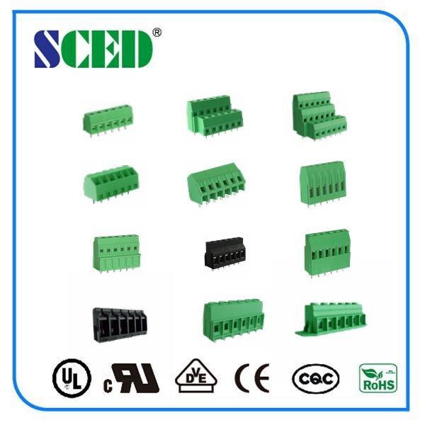 12 Poles Electronic Green pcb terminal block connector PA66 Pitch 2.54mm