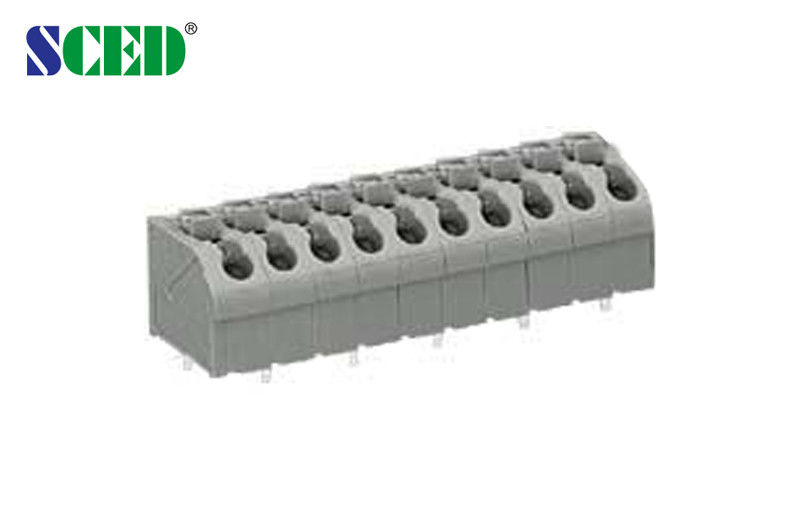 Pitch 5.0mm Spring Terminal Block 2-24 Poles Brass 300V/10A Screwless PA66