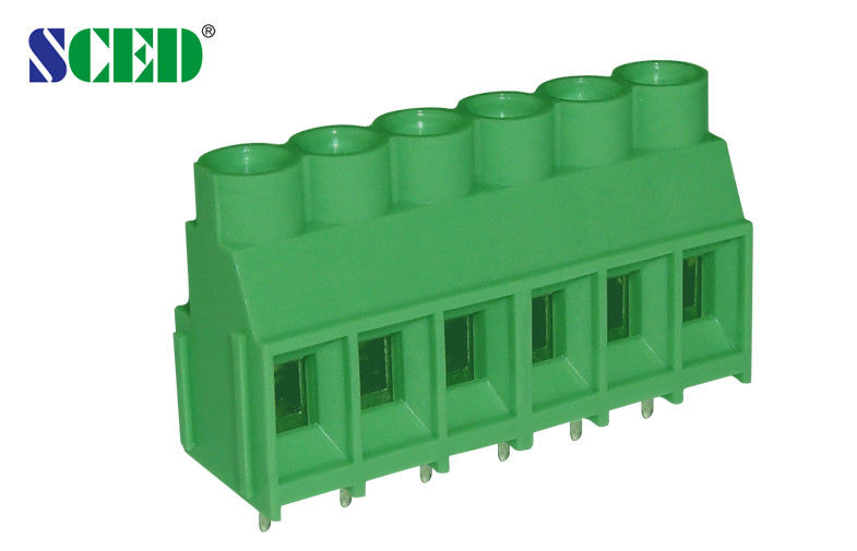 Green PCB Mount Terminal Block 300V 10A Pitch 6.35mm Single Deck