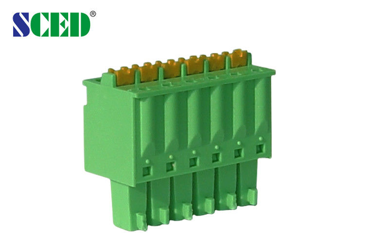 3.81mm Green Female Plug In Terminal Blocks , 8A Industrial Terminal Connectors