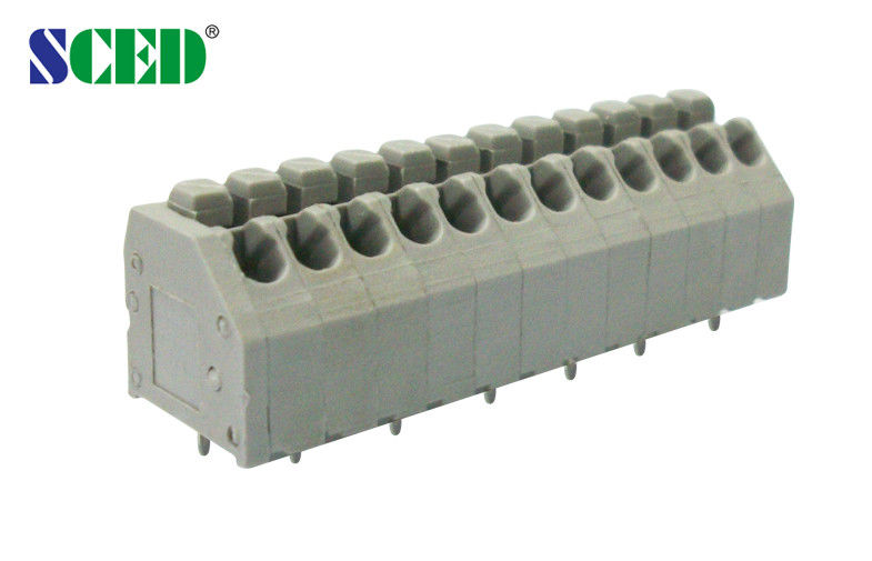 3.50 mm Spring Terminal Block Grey Plastic Housing Brass Pin