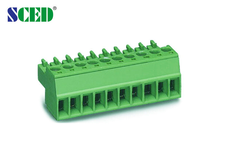 Green Plastic Female Pluggable Terminal Blocks Connectors Pitch 3.81mm , 300V 8A