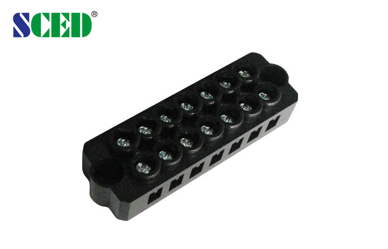 Panel Mount Terminal Connector Black 7.40mm 300V 20A 7P Feed Through Terminal