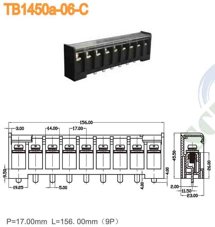 17.00mm Power Terminal Blocks PBT M5 600V Terminal Connector Block For Automotive