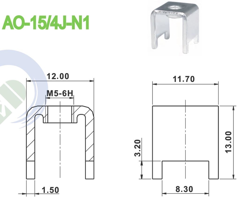 80A 10.00*10.50mm PCB Brass M5 Steel Screw Terminal Block Accessories Nickel Plated