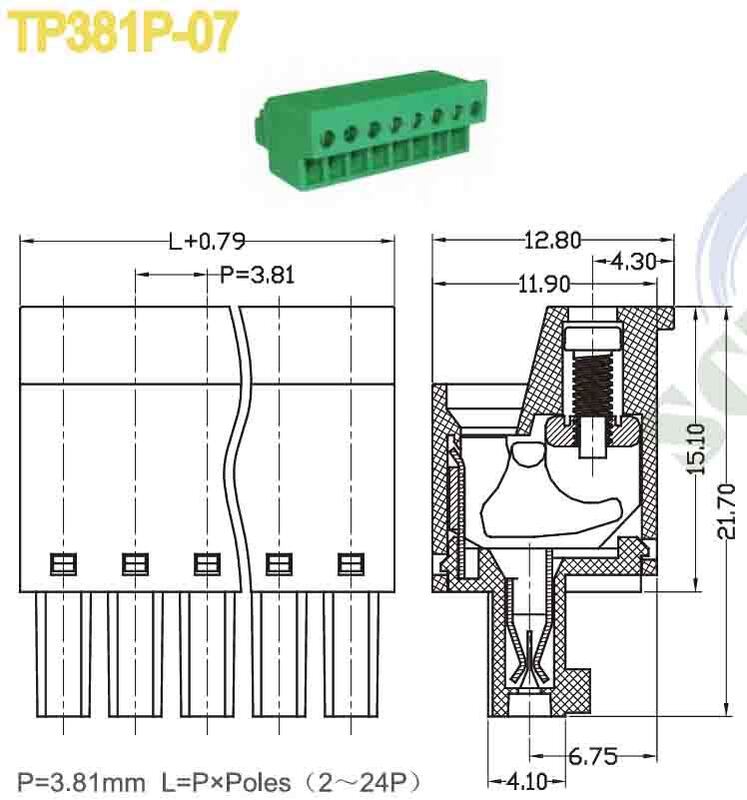 PA66 Plastic Pluggable Terminal Block with 3000V AC/minute Withstanding Voltage and -40°C to +105°C Operating Temperature for PCB