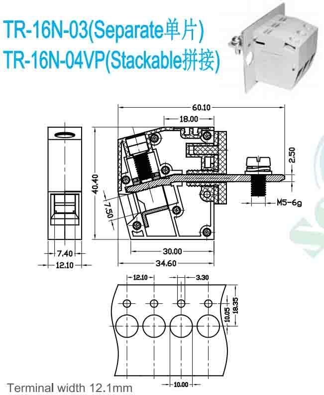 Housing PA66 UL 94V 0 Through Panel Terminal Blocks with 10.00mm Terminal Width and Nickel Plating Providing Panel Wiring Solutions