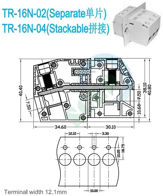 Stripping Length 24mm Panel Connection Blocks with Number of Poles 2 To 24 Poles Providing and Connections in Electrical Control Panels