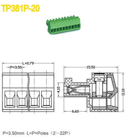 2-22 Poles Female Pluggable Terminal Block Connector 3.5mm Pitch 300V 8A PA66