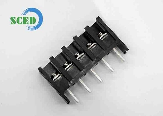 Black Barrier Terminal Block with 10.00mm Pitch 300V 20A Right Angle Wire Inlet for PCB and Power Supply